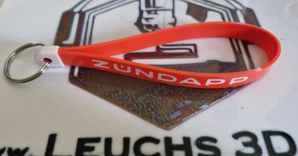 Zündapp Schlüsselband in Rot mit Weißer Schrift TPU Hologramm Effekt